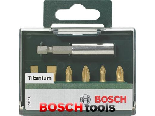 Набор насадок-бит Bosch Titanium, смешанный из 7 шт. (S, PH, PZ)