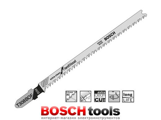 Полотно для лобзиків Bosch T 308 BOF Extra-Clean for Hard Wood