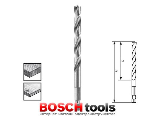 Cверло Bosch по дереву 6гр. HSS 3,0x33/74