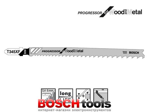 Полотно для лобзика Bosch progressor for Wood and Metal T 345 XF