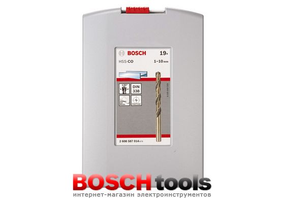 Набір свердел по металу Bosch ProBox HSS-Co з 19 шт., DIN 338 (кобальтовий сплав)