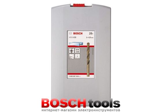 Набор сверл по металлу Bosch ProBox HSS-Co, DIN 338 (легирование кобальтом), (25 шт.)